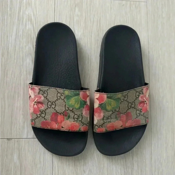 Gucci GG Blooms Supreme Floral Slide Slip On Rubber Sandals Flats EU 34 - Picture 6 of 13